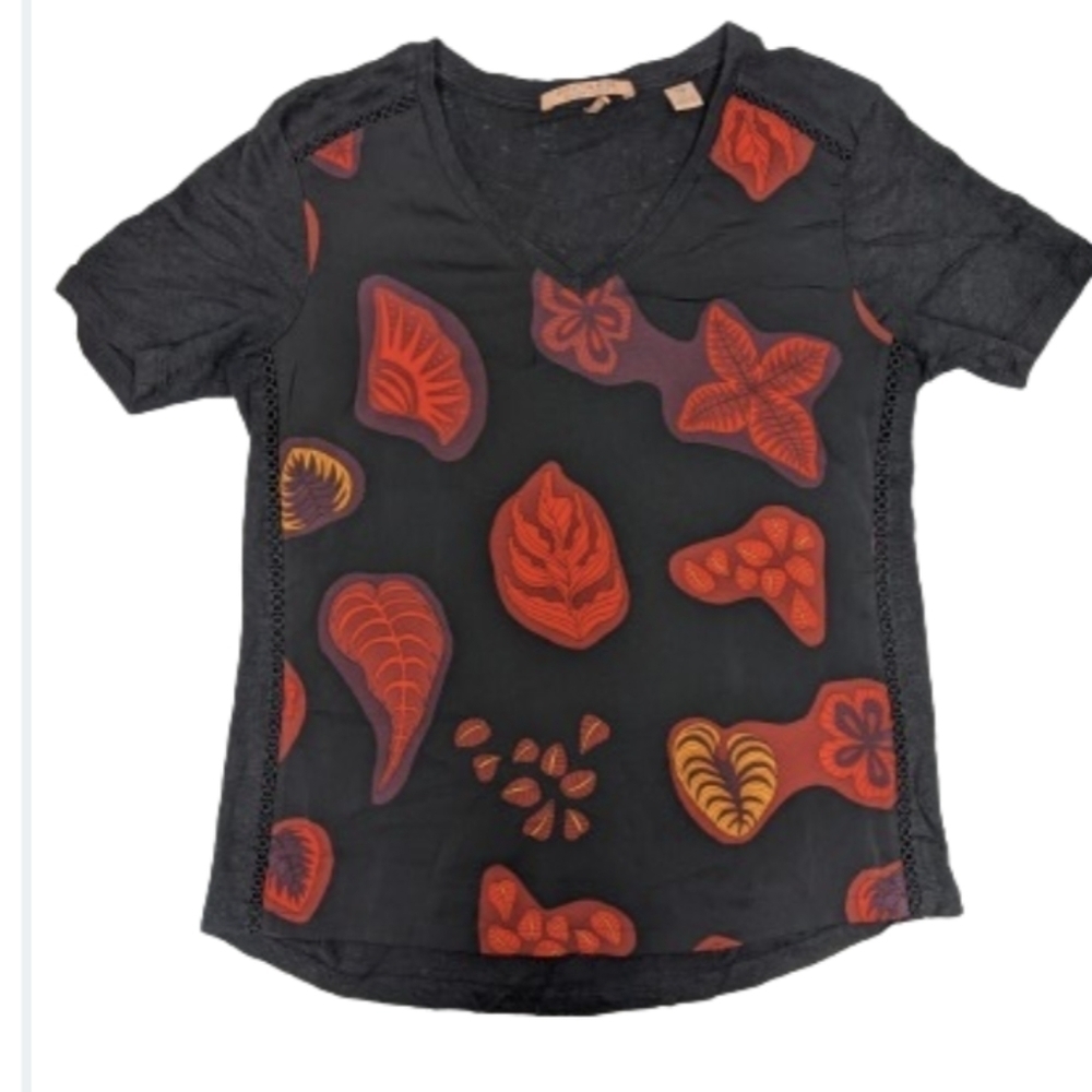 Scotch & Soda women's linen blend floral short sleeves top size S - Picture 2 of 11